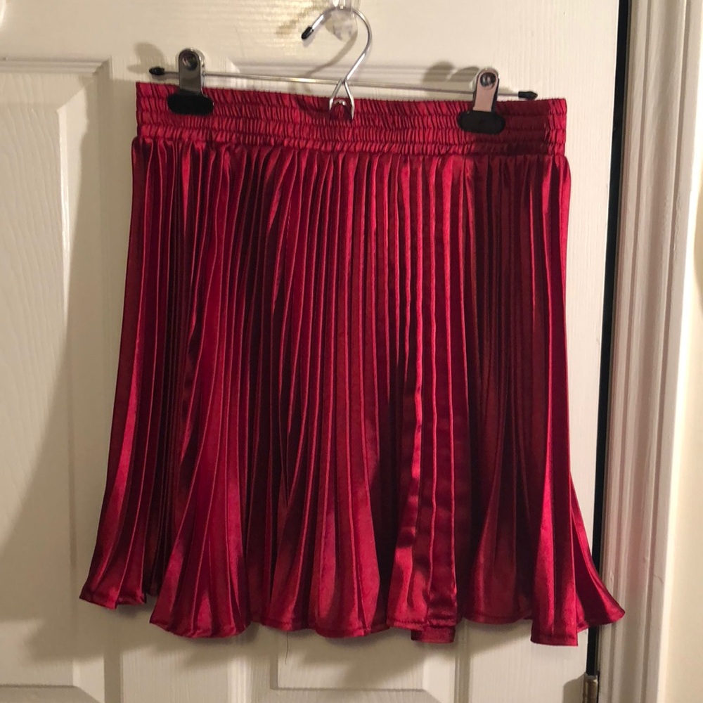 Red Pleated Skater Skirt